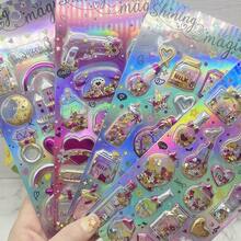 1pc/4pcs Random Shiny Glitter Stickers, Birthday Party Shimmery Stickers, 3D Foil Stickers, Liquid Glitter Stickers, Reward Stickers - Multicolor - View 6