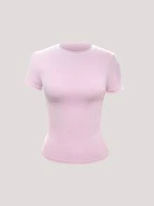 6pecil Women's Comfortable Sports T-Shirt, Suitable For Yoga, Gym Workout, Women's Summer Back To School Sportswear, Women's Sports Set, Slim & Comfortable, Suitable For All Body Types, Spring/Summer Style - Pink - View 9
