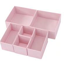 1/3/6/9件装可折叠布艺抽屉收纳盒，衣柜梳妆台收纳盒，适用于内衣、胸罩、内裤、袜子、衬衫等，粉色，适合作为情人节礼物 - 彩色 - 查看 6