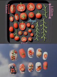 1pc Mini Tomato, Cherry Tomato, Strawberry, Blueberry Cute Fruit 3D Nail Art Mold, Transparent Silicone Mold - Clear - View 9