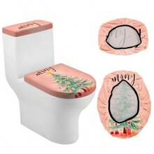 Funda para tapa de inodoro navideña juego de funda para asiento resistente a salpicaduras y funda para tanque accesorio reutilizable decoración para baño-010 - Árbol de Navidad - Ver 3