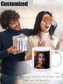 Customized Photo Mug For Grandma, Personalized Photo Coffee Cup With Text, Custom Name Mug For Friends Or Family, Personalized Gift For Home And Office Decor, Birthday Gift - Multicolor - View 3