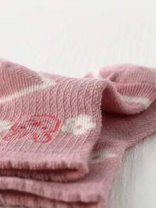 5双儿童春秋季袜子，可爱兔子图案，荷叶边装饰，适合婚礼季和生日派对穿着 - 彩色 - 查看 2