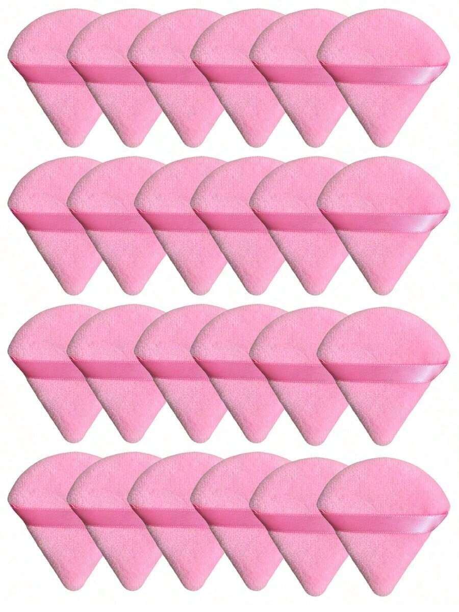 24pcs/15pcs/8pcs/3pcs Flocked Heart Makeup Sponge, Soft Fluffy Texture, Suitable Face & Body Powder Puff, Mixed Makeup Beauty Tools - Màu Hồng Dưa hấu - Xem 1