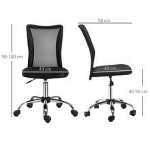 Ergonomic, Height-Adjustable Office Chair Without Armrests, Supports Up To 100 Kg, Black - Black - View 3