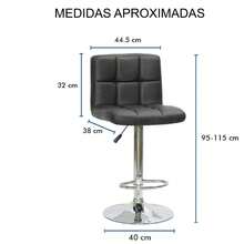 HappyWare Set de 2 Bancos Altos para Barra Giratorios 360° con Respaldo Acolchonado y Altura Ajustable. Diseño moderno y minimalista ideal para cocina, barra o desayunador. Ajuste de altura por sistema hidráulico (aprox. 95 – 115 cm). Respaldo acolchonado para mayor comodidad y mejor postura + reposapiés metálico integrado. Asiento cómodo con tapizado acolchado de fácil limpieza. Estructura resistente con base amplia de metal cromado que brinda estabilidad y durabilidad. Bancos altos giratorios ideales para barras, islas de cocina, desayunadores, bares en casa o restaurantes. Soportan hasta 120 kg por banco. Fáciles de armar y de estilo contemporáneo que combina con cualquier espacio. - Negro - Ver 5