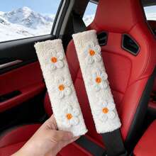 2pcs/1pc Universal Car Seat Belt Flower Shoulder Cover For Safety Belt Anti-Chafing Protection Sleeve Seat Belt Cover CCar Accessories - flower - View 1