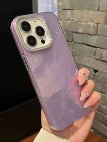 Ốp lưng Wave Ripples 1 chiếc thời trang đính đá lấp lánh, chất liệu kim loại, họa tiết lá màu sắc bắt mắt, tương thích với iPhone 13 Pro, 14 Pro, 16 Pro Max, 16, 14/15 Plus, 16 Plus - Màu tím - Xem 4