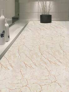 1片加厚易清洁石纹地板贴纸，适用于客厅、卧室、办公室、咖啡厅、餐厅等场所的地板翻新，防水、防滑、耐磨，家居装饰，仿石裂纹地板贴纸 - 米色 - 查看 8