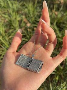 1本带书页的圣经，内含主祷文，配以十字架吊坠，护身符项链，圣经十字架，幸运符 - A - 查看 3