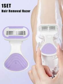 Aparador de Pelos Feminino, Incluindo Depilador para Axilas, Pernas e Área do Maiô Bikini, Barbeador Portátil, Lâmina de Segurança Manual Roxa, Lâmina de Segurança Manual Feminina para Remoção de Pelos da Área do Maiô Bikini/5 Camadas de Lâminas, Cabeça do Barbeador Roxa Substituível com Lâmina de Aço Inoxidável, Presentes para Meninas, Essenciais para Viagem, Adequado para Sair - Modelo atualizado - Visão 2