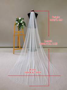 1 Pc Bridal Veil With Faux Pearls, Wedding Party Photography Prop, Suitable For Wedding Ceremony Or Registry Office Headdress With Hair Comb
