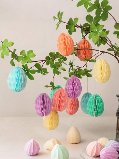 6pcs Easter Egg Honeycomb Ornaments,Colorful Easter Egg Paper Hanging Pendant,Easter Party Decoration,Happy Easter Party Background Decor,Easter Decoration,Room Decor,Home Decor,Easter Table Center Decor,Easter Hanging Decor,Easter Party Supplies,Easter Gifts Party Favors