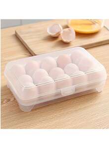 [Random 3 Colors/Styles] 15-Grid Plastic Egg Storage Box, Refrigerator Egg Holder, Portable Egg Organizer - Multicolor - View 6