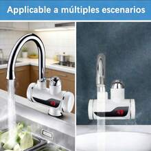Grifo eléctrico de calentamiento instantáneo con pantalla digital de temperatura, que suministra agua caliente en 3 segundos. Cuenta con dos opciones de instalación para la entrada de agua inferior o lateral, apto tanto para uso en la cocina como en el ba - A - Ver 5