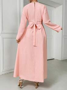 Women Summer Vacation Outfits Women Dress, Linen-Like Fabric Long Dress For Holiday,Maija Dress - Pink - View 3