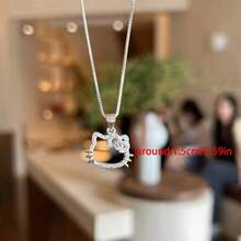 1pc Cartoon Character  Hollow Pendant Necklace, Fashion Accessory - Silver - View 6