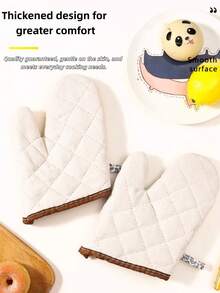 Thick Heat Resistant Cotton Gloves, Insulated Oven Mitts For Kitchen, Microwave, Baking, Cooking - White - View 3