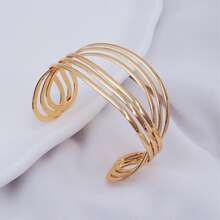 Wide, Braided, Adjustable Women's Bracelet, Plated In 18K Gold Or 925 Silver. - Vàng - Xem 2