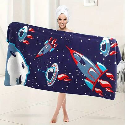 1pc Fashionable Printed Bath Towel/Beach Towel - Made Of Quick-Drying Fabric, Lightweight And Soft, Very Suitable For Bathroom, Swimming, Camping, Fitness, Travel And Yoga, An Ideal Travel And Gym Towel.