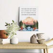 1 pc Overcome Fear Scripture Art - Canvas Print, Framed Christian Wall Decor for Courage, Peace, and a Faith-Filled Home - Negro - Ver 2