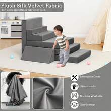 8 piezas sofá modular para niños, sofá infantil, sofá semillero para niños, sofá convertible de espuma para niños y niñas, sofá para sala de juegos - Gris - Ver 6