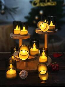 6/12/24 Piezas Juego de Velas Pequeñas sin Llama con Temporizador, Luces de Té LED, Luces de Té LED Pequeñas sin Llama, Luces de Té Parpadeantes Grises, Temporizador Automático de 6 Horas, Funcionan con Pilas, Adecuadas para el Hogar, Bodas, Decoración de Mesa de Comedor (Gris) - gris - Ver 7