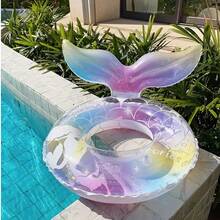 Mermaid Swimming Ring With Inflatable Tube - Shimmering Multicolor Glitter Design,30inch, Durable Buoyant Material For Adults, Pool & Beach Safety, Fun Summer Accessories, Swimming Accessories, Water Play, Whimsical Style, Reliable Floatation, - A - View 7