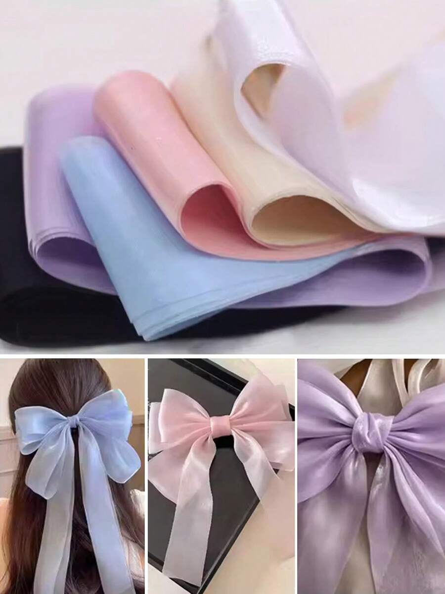 4cm Flowing Light Ribbon Big Bow Ribbon Accessories Hair Clip DIY Gift Box Flower Bundle Birthday Wedding Packaging Handmade Material - Multicolor - View 1