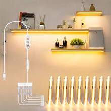 1/3/6pcs COB LED Light Strip, USB Wired Control With Adjustable Brightness, Warm White Light, Display Cabinet LED Light Strip, With Button Control Cabinet Light Back Adhesive That Can Be Cut, Suitable For Shoe Cabinets, Wardrobes, And Display Cabinets, Bedrooms, Ceilings, Stairs, Corridors, Decorative Lighting - USB - View 2
