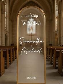 Custom Wedding Mirror Decal Sticker, Elegant Vinyl Welcome Sign Sticker, Romantic Theme, 2D Flat, Multi-Purpose Decor Suitable For Wedding Ceremony Or Reception, English, Durable Vinyl Material, Custom Wedding Signage - Multicolor 03 - View 5