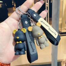 1pc Cartoon Bow Tie Bear Keychain, Suitable For Men And Women, Teddy Bear Keychain, Car Key, Cute Bag/Phone Charm, Back To School Gift, Valentine's Day Gift - Multicolor - View 2