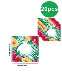 10 Stück ovale Pappteller im hawaiianischen Stil, Einweg-Aloha-Blumen-Partydekoration, Sommer-Tischgeschirr-Zubehör, beliebte tropische Teller, perfekt für Strandparty, Geburtstagsparty - Verschiedenfarbig - Übersicht 8