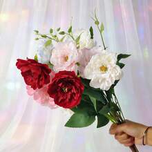 1/3 支仿真花丝质牡丹玫瑰单枝仿真花仿真牡丹花束花束假花散装餐桌中心装饰婚礼农舍家居 - 多色 - 查看 6