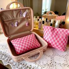 14英寸复古手提行李箱，迷你旅行箱，轻便密码盒，旅行收纳包，粉色化妆包，蝴蝶贴纸，送给女孩的理想礼物，创意生日礼物，个性化礼物，趣味礼物，送给妈妈的礼物，友谊礼物，适用于客厅、卧室、家居收纳、厨房、宿舍、办公室、储物 - 彩色 - 查看 2