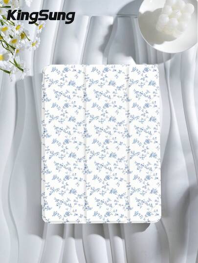 Floral Pattern Elegant Floral Print Tablet Protective Case, Compatible With Ipad 9.7/10.2/10.5/10.9/12.9/Pro 11 (10th Gen), Galaxy Tab S6 Lite 10.4 Inch, Kindle Paperwhite (12th Gen, 2024), Kindle (11th Gen, 2022), Kobo Clara Color, Soft Shock-Proof, Smart Stand/Auto Wake/Sleep Function