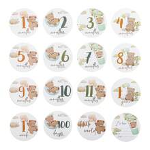 一套小熊宝宝成长里程碑卡片，多功能每月成长里程碑拍照道具，生日庆祝摄影配件 - 彩色 - 查看 12