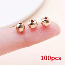 100pcs Metal Beads Set Golden, Rose Gold & Silvery Round, Heart, Star, Square Hoop Spacer Beads For DIY Bracelet, Necklace & Earring Jewelry Making - Multicolor - View 13