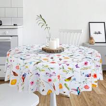 6 Pcs Round Plastic Tablecloth 70inch Watercolor Flower Table Cloth Decorative Disposable Outdoor Floral Table Cover Disposable Summer Tabletop For Party Picnic (Flower And Bird,Fresh Color) - 66Bunga dan Burung - View 6