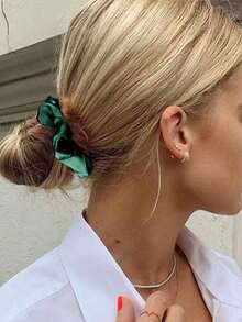 12/6pcs Silky Scrunchies Satin Scrunchies Black Brown Scrunchie Pack Ponytail Holder Hair Scrunchies Silk Scrunchy Hair Tie, Casual Hair Accessories Head Accessories Elastic Band - màu xanh lá - Xem 6