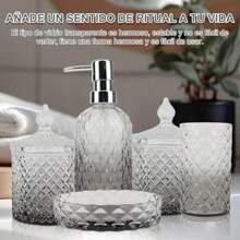 uego de 5 piezas para baño dispensador de n vaso para cepillo de dientes nera caa de polvos denta caa de cillos de algo super tranrente radado infer negro - Superior transparente, degradado, negro inferior - Ver 6