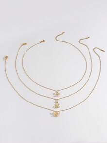 1pc Sparkling Butterfly Pendant Necklace Set, Including Cubic Zirconia Bowknot, Star Moon Butterfly, And Full Butterfly Pendants, Sweet Ins Style Suitable For Couples Dates/Casual Wear, Unique Butterfly Elements Make You Glow Without Clashing - Yellow Gold - View 6