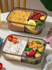 Hộp cơm bento 2/3 ngăn dùng được trong lò vi sóng, hộp cơm trưa dung tích lớn dành cho người lớn, hộp đựng thức ăn di động tiện lợi cho công việc và du lịch. - hộp cơm trưa - Xem 3