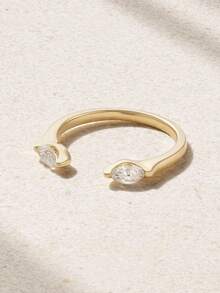 Light Luxury Unique Design 925 Sterling Silver 18k Gold Plated Zirconia Double Leaf Shape Open Rings For Women - Ring - View 8