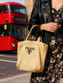Prada Casual Versatile Tote Bag, Travel Canvas Bag, Storage Pouch - Apricot - View 5