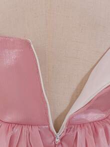 Young Girls' Rose Ruffle Organza Elegant Birthday Party Princess Dress, Suitable For Party, Evening, Flower Girl, Does Not Include Headband - Dusty Pink - View 10