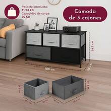RACK & PACK Comoda Cajonera Estructural 5 Cajones de Tela para Ropa Soporta hasta 70 Kg Almacenamiento Hogar y Oficina Buro de 2 Niveles Mueble para Recamara Closet Organizador Color Negro - 1 - Ver 3