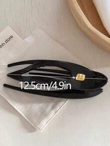 1个简约大号燕尾夹发夹，秋冬季女士发饰 - 黑色 - 查看 10