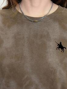 2026 New Round Neck Versatile Casual Printed Pattern Women Long Sleeve Loose Comfortable Retro American Style T-Shirt - 0B45 Coffee Black - 1182 Black - View 5