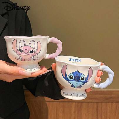 Disney Tasse en céramique officielle sous licence Stitch, tasse à eau de couple mignonne, nouvelle arrivée 2025, tasse à café de haute qualité, cadeau d'anniversaire